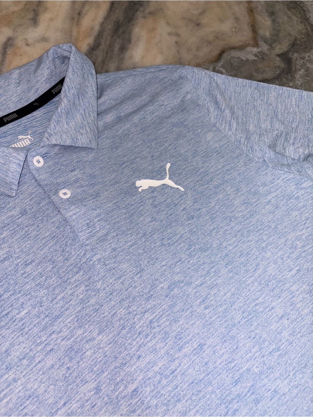 Puma Men’s Heather Sky Blue Polo - Picture 2 of 5